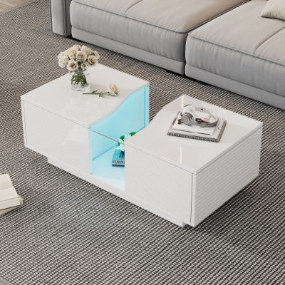 High Gloss Coffee Table with 2 Drawer
