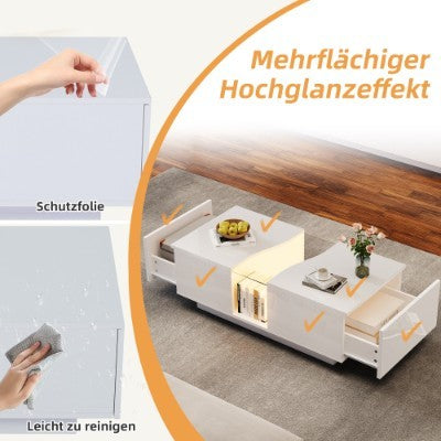 High Gloss Coffee Table with 2 Drawer