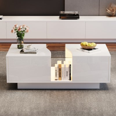 High Gloss Coffee Table with 2 Drawer