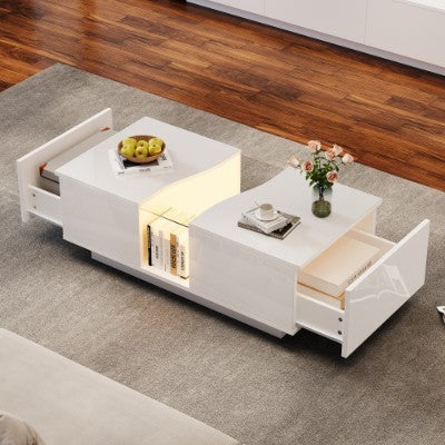 High Gloss Coffee Table with 2 Drawer